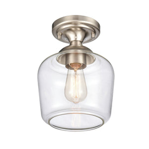 Atlas Agnes 8" Wide 1-Light Semi Flush Mount Fixture - Modern Design for Compact Spaces and Cozy Ambiance Satin Nickel CL11854-NK