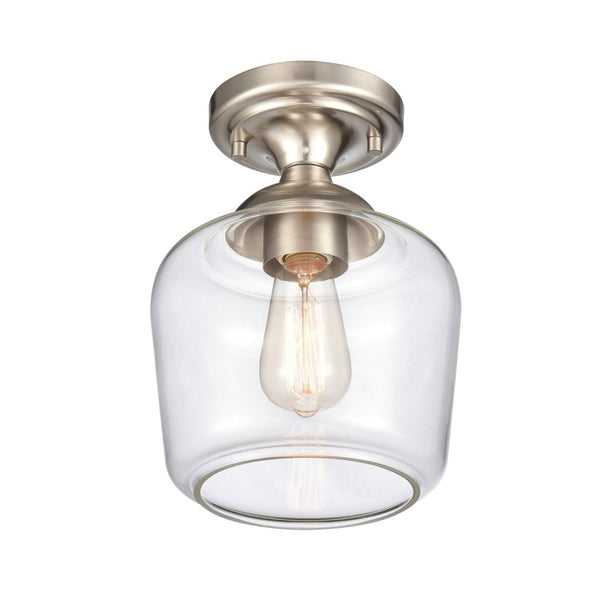 Atlas Agnes 8" Wide 1-Light Semi Flush Mount Fixture - Modern Design for Compact Spaces and Cozy Ambiance Satin Nickel CL11854-NK