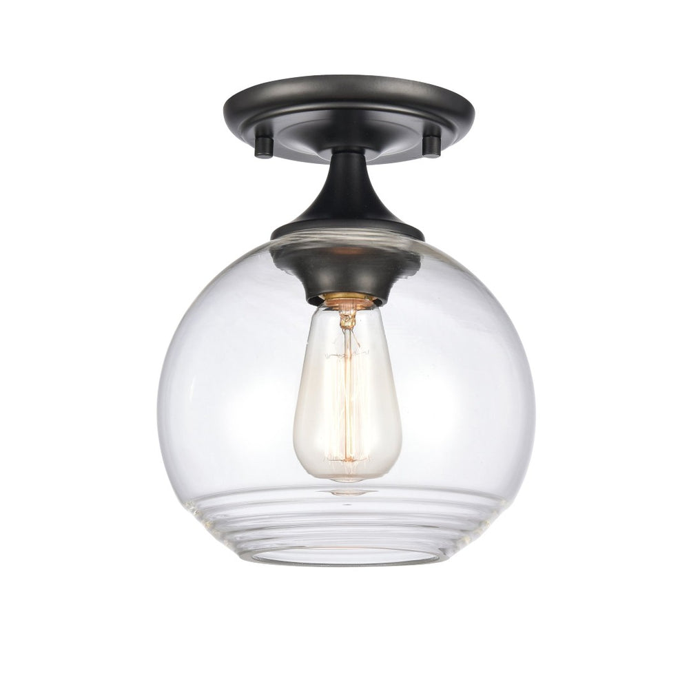 Atlas Angie 8'' Wide 1-Light Semi Flush Mount Fixture for Modern Spaces - Stylish, Versatile Illumination Matte Black CL11857-BK