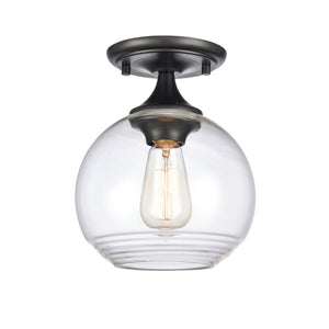 Atlas Angie 8'' Wide 1-Light Semi Flush Mount Fixture for Modern Spaces - Stylish, Versatile Illumination Matte Black CL11857-BK