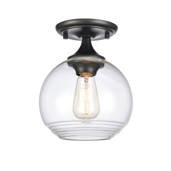 Atlas Angie 8'' Wide 1-Light Semi Flush Mount Fixture for Modern Spaces - Stylish, Versatile Illumination Matte Black CL11857-BK