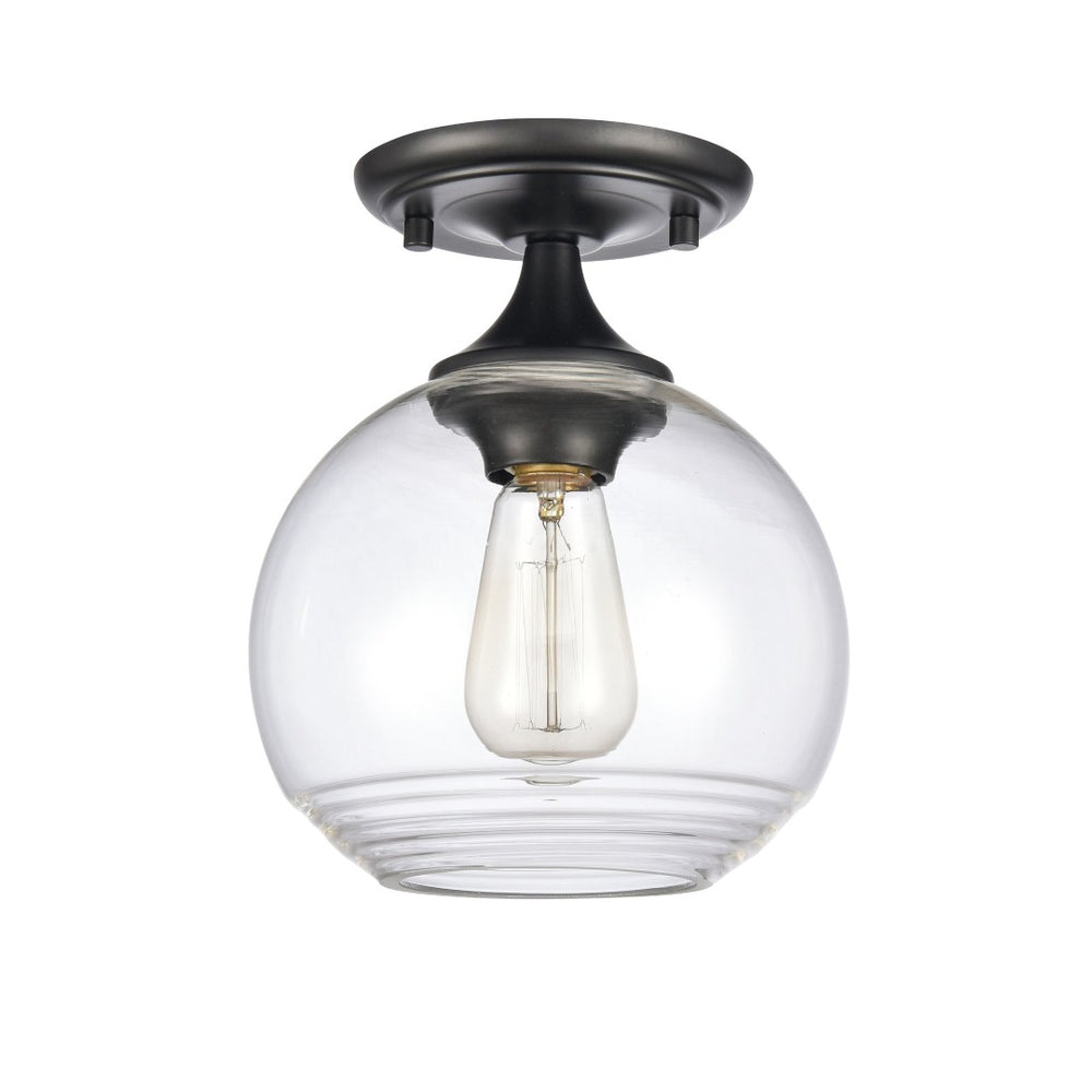 Atlas Angie 8'' Wide 1-Light Semi Flush Mount Fixture for Modern Spaces - Stylish, Versatile Illumination Matte Black CL11857-BK