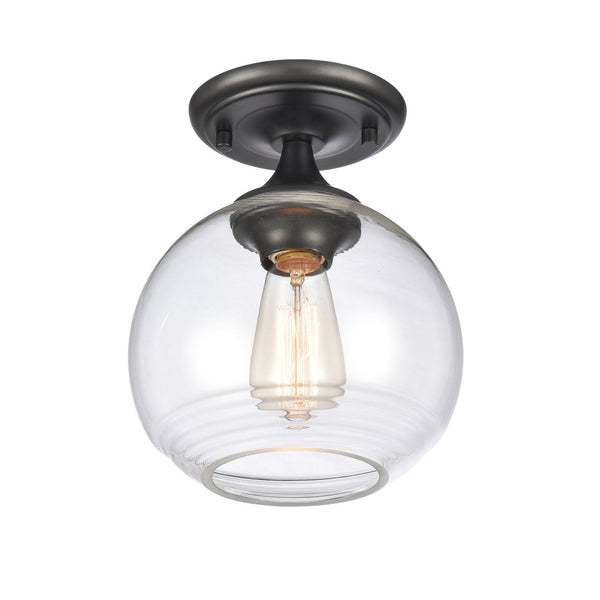 Atlas Angie 8'' Wide 1-Light Semi Flush Mount Fixture for Modern Spaces - Stylish, Versatile Illumination Matte Black CL11857-BK