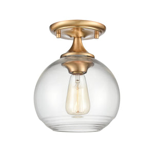 Atlas Angie 8'' Wide 1-Light Semi Flush Mount Fixture for Modern Spaces - Stylish, Versatile Illumination Satin Brass CL11857-GD