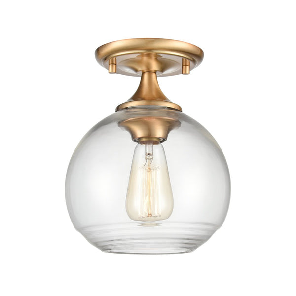 Atlas Angie 8'' Wide 1-Light Semi Flush Mount Fixture for Modern Spaces - Stylish, Versatile Illumination Satin Brass CL11857-GD