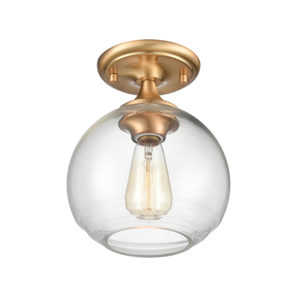 Atlas Angie 8'' Wide 1-Light Semi Flush Mount Fixture for Modern Spaces - Stylish, Versatile Illumination Satin Brass CL11857-GD