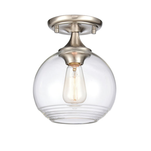 Atlas Angie 8'' Wide 1-Light Semi Flush Mount Fixture for Modern Spaces - Stylish, Versatile Illumination Satin Nickel CL11857-NK