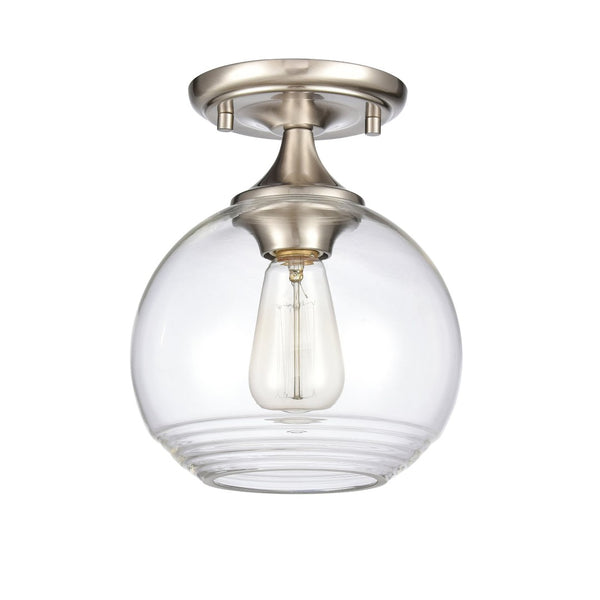 Atlas Angie 8'' Wide 1-Light Semi Flush Mount Fixture for Modern Spaces - Stylish, Versatile Illumination Satin Nickel CL11857-NK