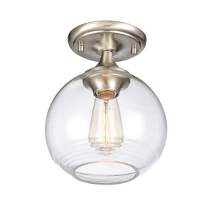 Atlas Angie 8'' Wide 1-Light Semi Flush Mount Fixture for Modern Spaces - Stylish, Versatile Illumination Satin Nickel CL11857-NK