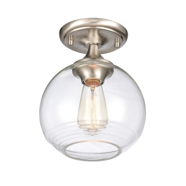 Atlas Angie 8'' Wide 1-Light Semi Flush Mount Fixture for Modern Spaces - Stylish, Versatile Illumination Satin Nickel CL11857-NK