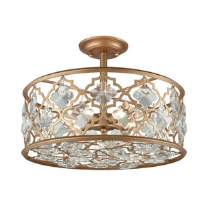 Atlas Armand 17" Wide Semi Flush Mount Light Fixture - Matte Gold with Crystal Accents for Elegant Spaces CL11858-GD