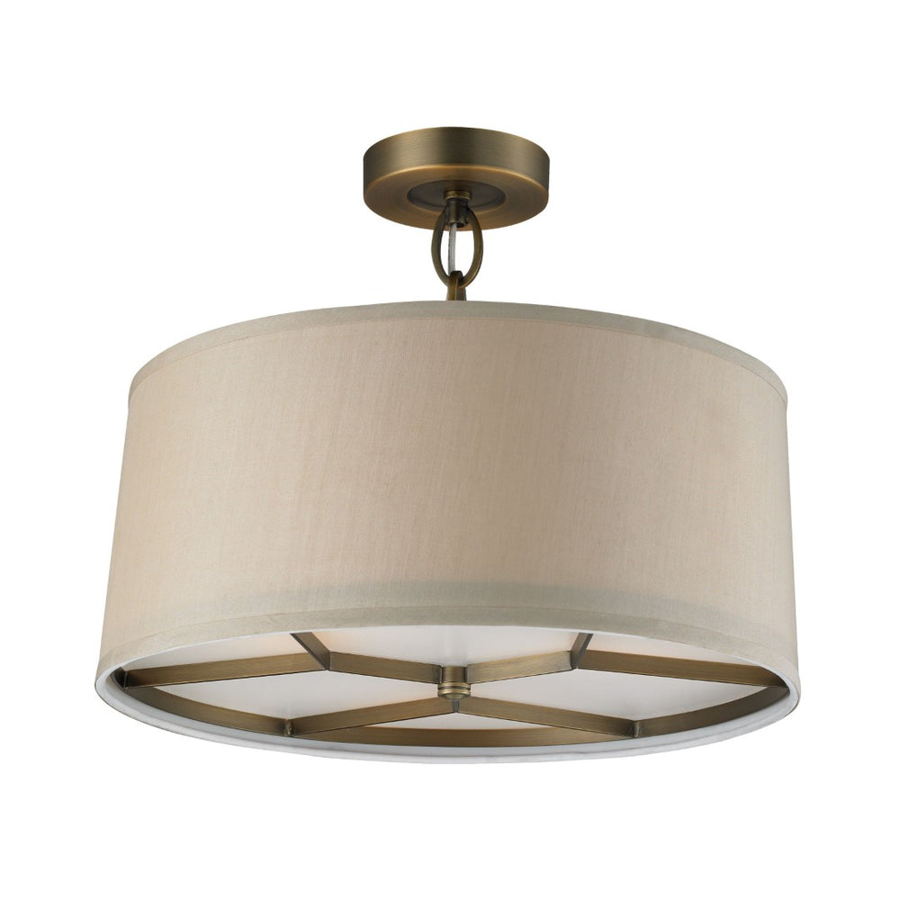 Atlas Baxter 16" Elegant Semi-Flush Mount Light - Antique Brass with Beige Shades for Timeless Charm CL11860-BS