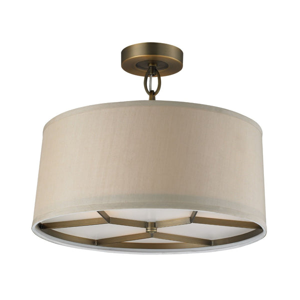 Atlas Baxter 16" Elegant Semi-Flush Mount Light - Antique Brass with Beige Shades for Timeless Charm CL11860-BS