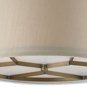 Atlas Baxter 16" Elegant Semi-Flush Mount Light - Antique Brass with Beige Shades for Timeless Charm CL11860-BS