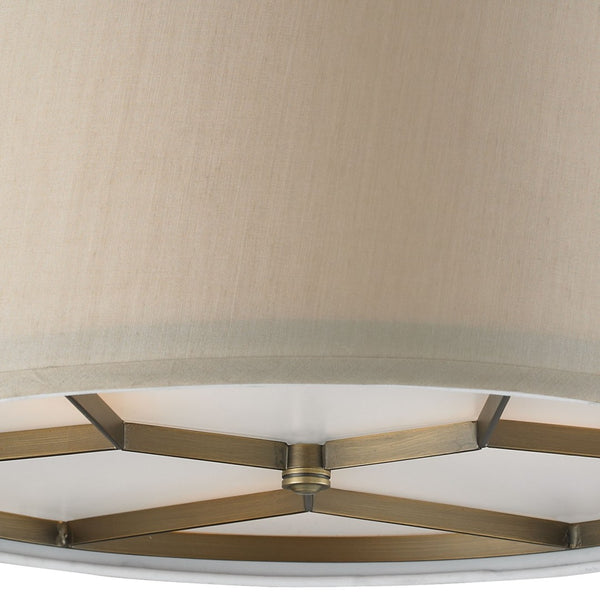 Atlas Baxter 16" Elegant Semi-Flush Mount Light - Antique Brass with Beige Shades for Timeless Charm CL11860-BS