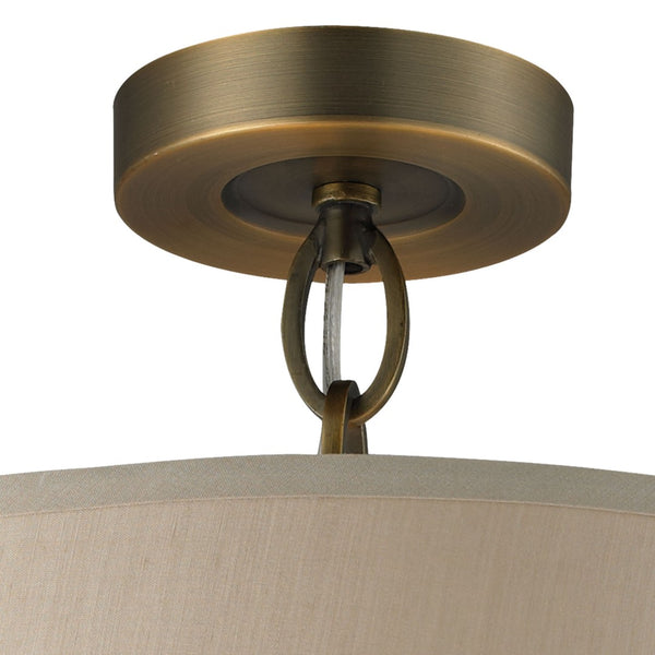Atlas Baxter 16" Elegant Semi-Flush Mount Light - Antique Brass with Beige Shades for Timeless Charm CL11860-BS