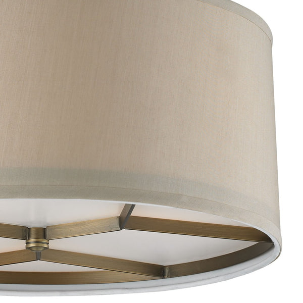 Atlas Baxter 16" Elegant Semi-Flush Mount Light - Antique Brass with Beige Shades for Timeless Charm CL11860-BS