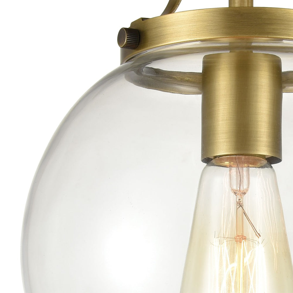Atlas Bernice 9'' Wide 1-Light Semi Flush Mount - Elegant Clear Glass Globe for Timeless Home Lighting Brushed Antique Brass CL11861-BS