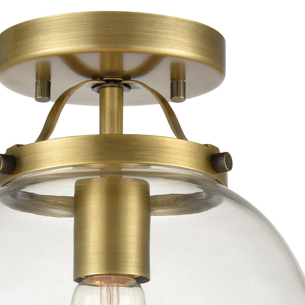 Atlas Bernice 9'' Wide 1-Light Semi Flush Mount - Elegant Clear Glass Globe for Timeless Home Lighting Brushed Antique Brass CL11861-BS
