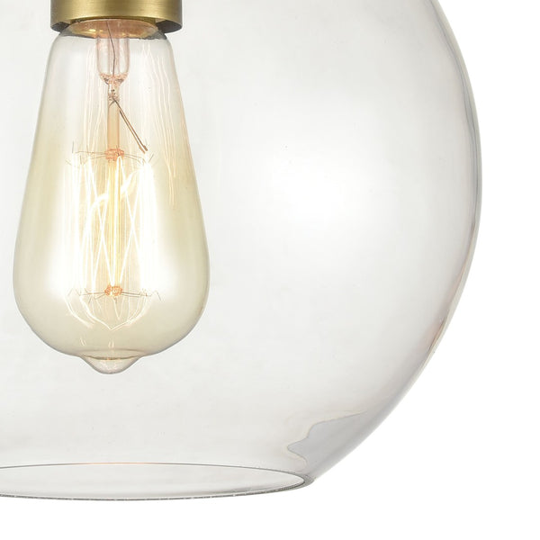 Atlas Bernice 9'' Wide 1-Light Semi Flush Mount - Elegant Clear Glass Globe for Timeless Home Lighting Brushed Antique Brass CL11861-BS