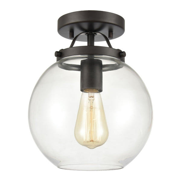 Atlas Bernice 9'' Wide 1-Light Semi Flush Mount - Elegant Clear Glass Globe for Timeless Home Lighting Oil Rubbed Bronze CL11861-BZ