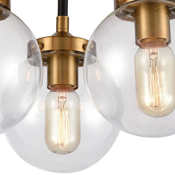 Atlas Boudreaux 3-Light Semi Flush Mount - Midcentury Modern Design with Elegant Glass Globes and Style Matte Black with Antique Gold 15'' CL11862-GD
