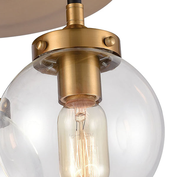Atlas Boudreaux 3-Light Semi Flush Mount - Midcentury Modern Design with Elegant Glass Globes and Style Matte Black with Antique Gold 15'' CL11862-GD
