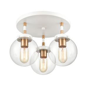 Atlas Boudreaux 3-Light Semi Flush Mount - Midcentury Modern Design with Elegant Glass Globes and Style Matte White CL11862-WH