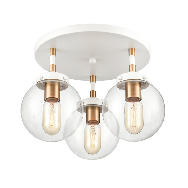Atlas Boudreaux 3-Light Semi Flush Mount - Midcentury Modern Design with Elegant Glass Globes and Style Matte White CL11862-WH