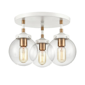 Atlas Boudreaux 3-Light Semi Flush Mount - Midcentury Modern Design with Elegant Glass Globes and Style Matte White CL11862-WH