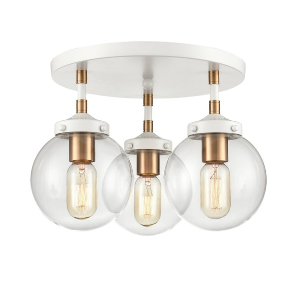 Atlas Boudreaux 3-Light Semi Flush Mount - Midcentury Modern Design with Elegant Glass Globes and Style Matte White CL11862-WH