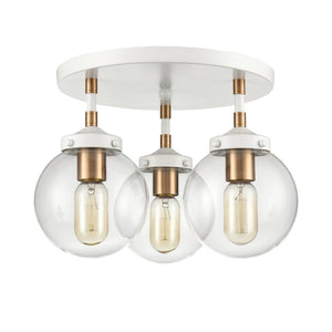 Atlas Boudreaux 3-Light Semi Flush Mount - Midcentury Modern Design with Elegant Glass Globes and Style Matte White CL11862-WH