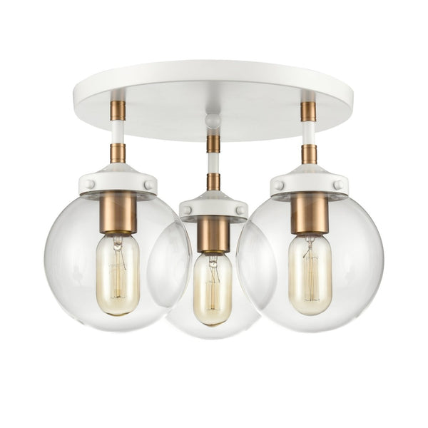 Atlas Boudreaux 3-Light Semi Flush Mount - Midcentury Modern Design with Elegant Glass Globes and Style Matte White CL11862-WH