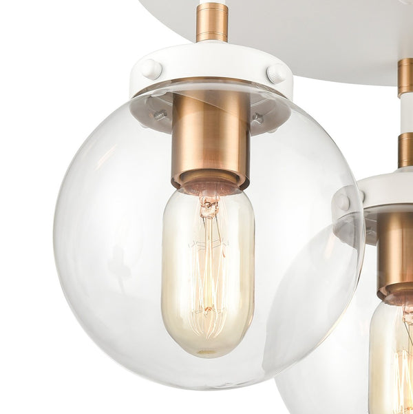Atlas Boudreaux 3-Light Semi Flush Mount - Midcentury Modern Design with Elegant Glass Globes and Style Matte White CL11862-WH