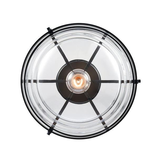 Atlas Boyer 12'' Wide 1-Light Semi Flush Mount - Elegant Matte Black Fixture with Clear Glass Shade CL11863-BK
