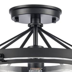 Atlas Boyer 12'' Wide 1-Light Semi Flush Mount - Elegant Matte Black Fixture with Clear Glass Shade CL11863-BK