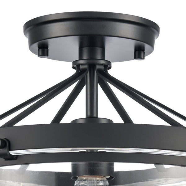 Atlas Boyer 12'' Wide 1-Light Semi Flush Mount - Elegant Matte Black Fixture with Clear Glass Shade CL11863-BK