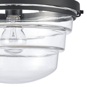 Atlas Boyer 12'' Wide 1-Light Semi Flush Mount - Elegant Matte Black Fixture with Clear Glass Shade CL11863-BK