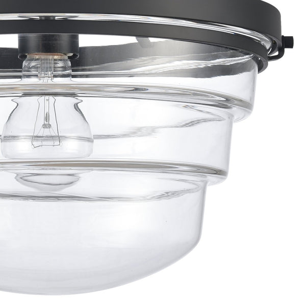 Atlas Boyer 12'' Wide 1-Light Semi Flush Mount - Elegant Matte Black Fixture with Clear Glass Shade CL11863-BK