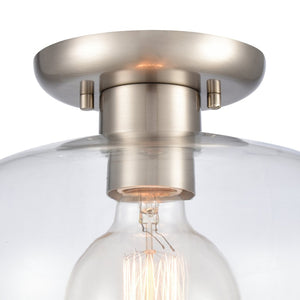 Atlas Brewer 10'' Wide Semi Flush Mount Light - Modern Brushed Nickel Fixture with Domed Glass Shade CL11864-NK