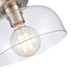 Atlas Brewer 10'' Wide Semi Flush Mount Light - Modern Brushed Nickel Fixture with Domed Glass Shade CL11864-NK