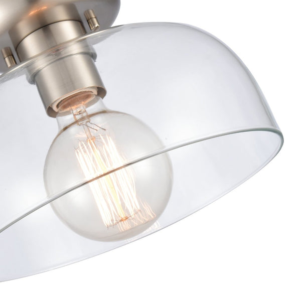 Atlas Brewer 10'' Wide Semi Flush Mount Light - Modern Brushed Nickel Fixture with Domed Glass Shade CL11864-NK