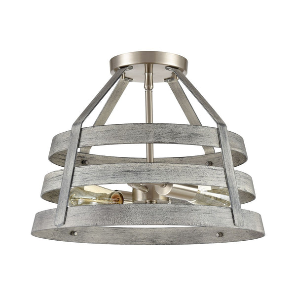 Atlas Brigantine 15'' Wide 2-Light Semi Flush Mount - Coastal Modern Design for Bright, Inviting Spaces Weathered Driftwood CL11865-GY