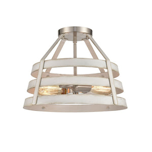 Atlas Brigantine 15'' Wide 2-Light Semi Flush Mount - Coastal Modern Design for Bright, Inviting Spaces Satin Nickel CL11865-WH