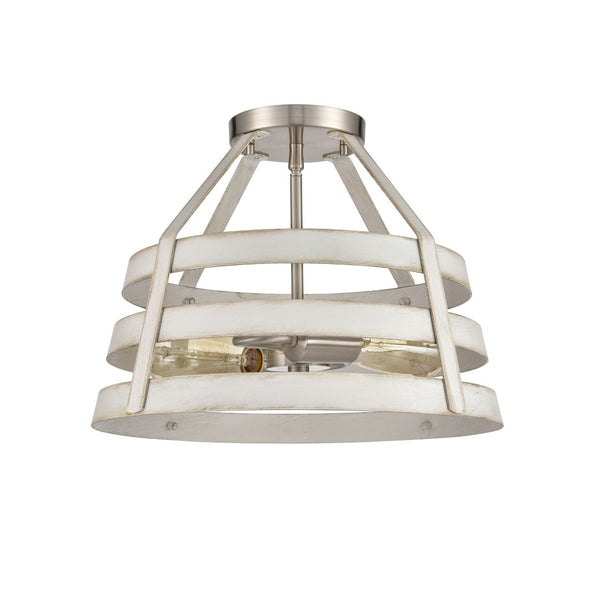 Atlas Brigantine 15'' Wide 2-Light Semi Flush Mount - Coastal Modern Design for Bright, Inviting Spaces Satin Nickel CL11865-WH