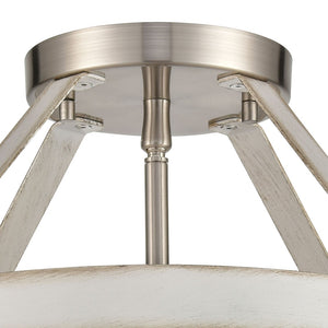 Atlas Brigantine 15'' Wide 2-Light Semi Flush Mount - Coastal Modern Design for Bright, Inviting Spaces Satin Nickel CL11865-WH