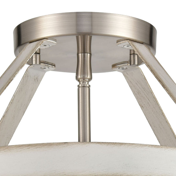 Atlas Brigantine 15'' Wide 2-Light Semi Flush Mount - Coastal Modern Design for Bright, Inviting Spaces Satin Nickel CL11865-WH