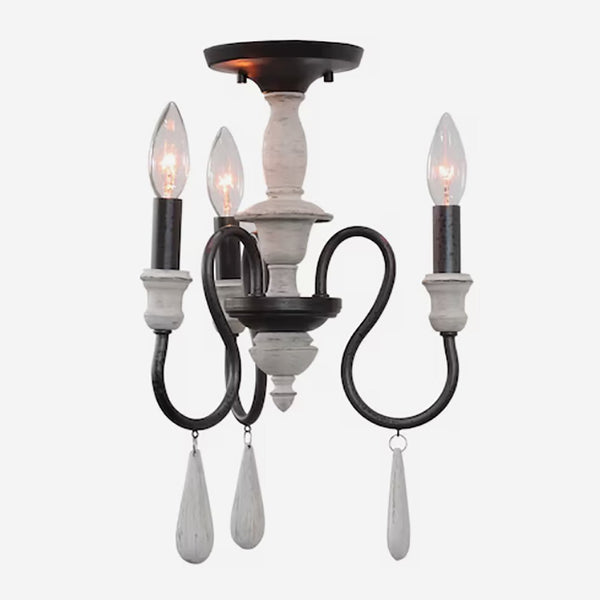 Atlas Brownell 12.5'' Wide 3-Light Semi Flush Mount - Timeless Farmhouse Charm with Anvil Iron Elegance CL11867-BK