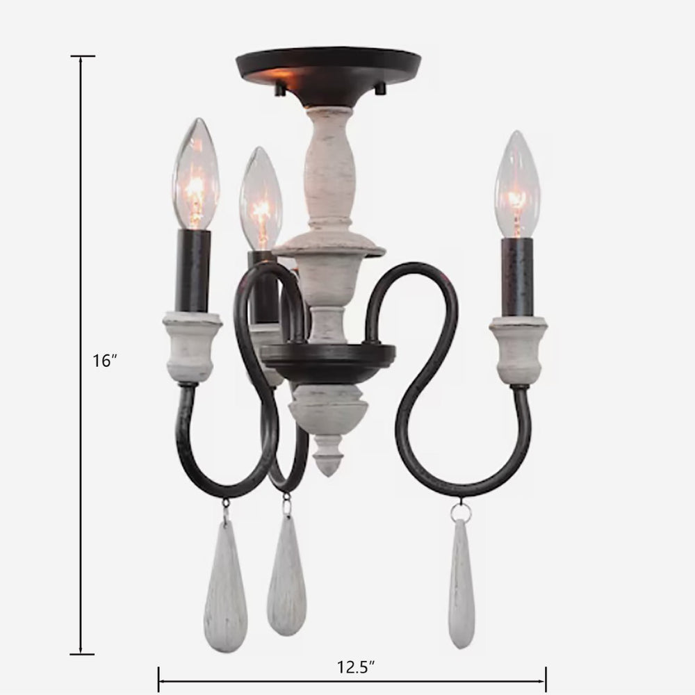 Atlas Brownell 12.5'' Wide 3-Light Semi Flush Mount - Timeless Farmhouse Charm with Anvil Iron Elegance CL11867-BK