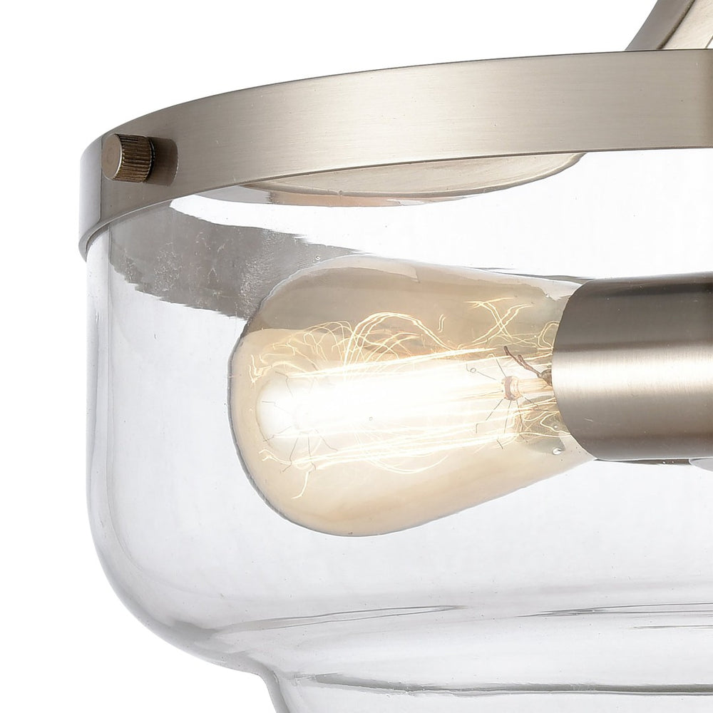 Atlas Calistoga 13'' 2-Light Semi Flush Mount - Elegant Brushed Nickel & Clear Glass Shades for Any Room CL11868-NK